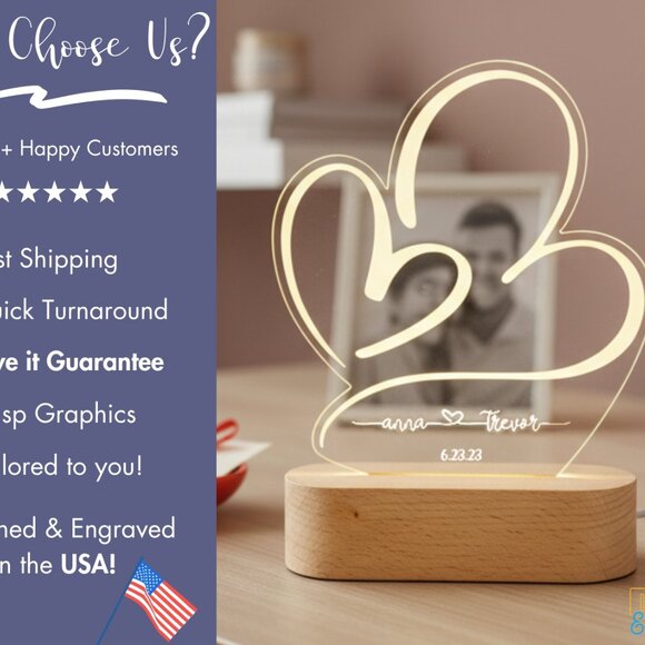 Personalized Couples Night Light – Custom LED Love Lamp - Picture 4 of 8